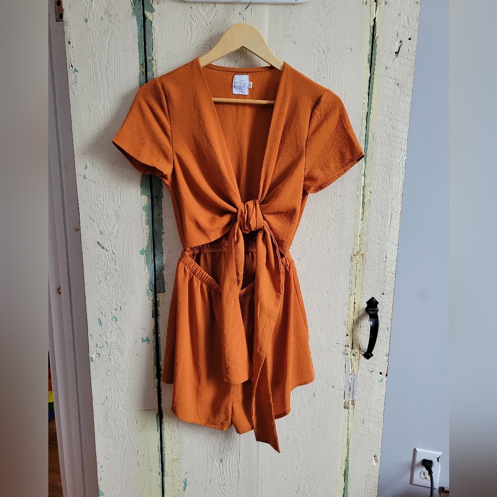 Polly Orange Rust Romper